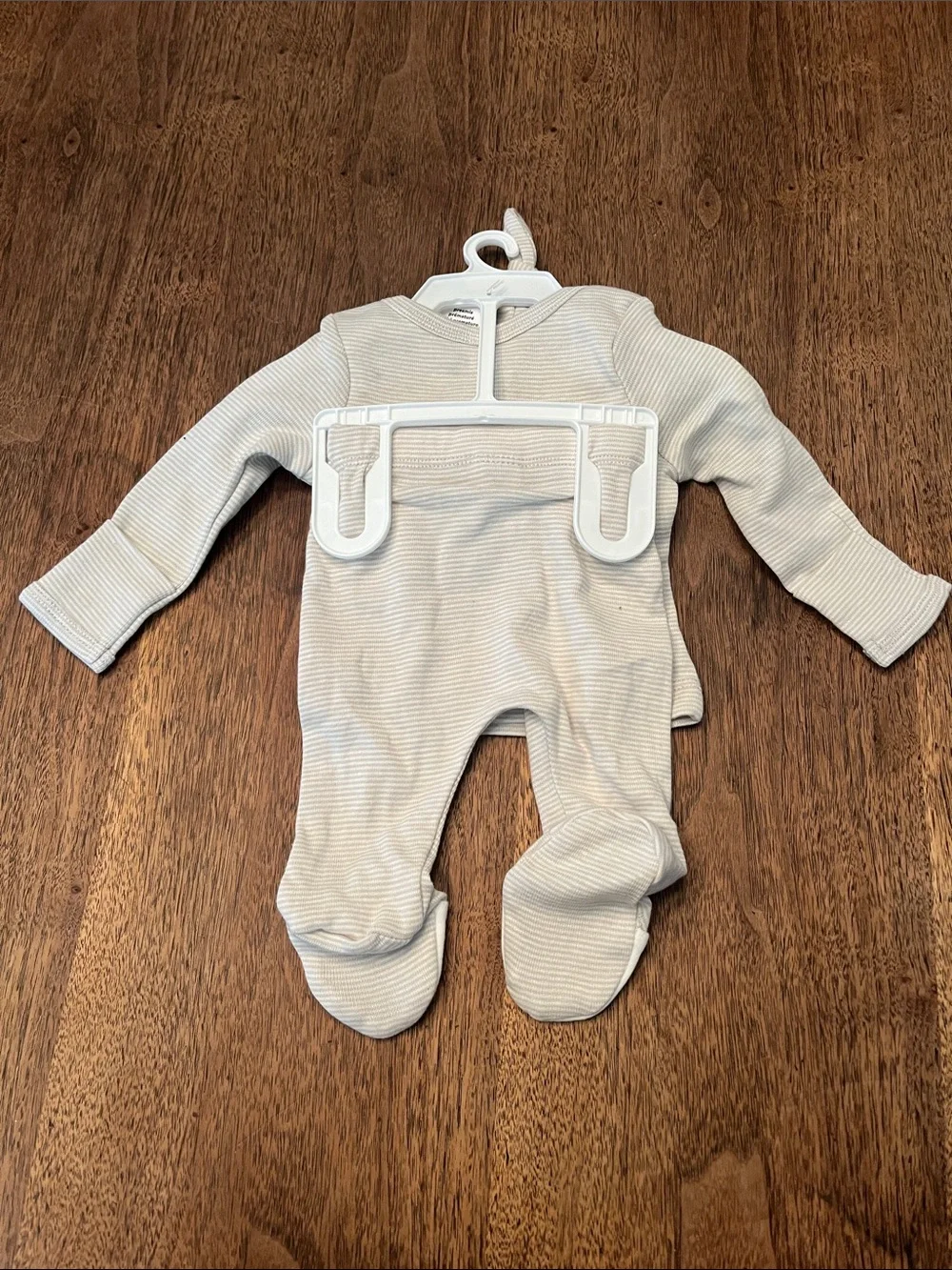 Carter's Cream & Light Gray Striped Baby 3-Piece Set with Panda Booties